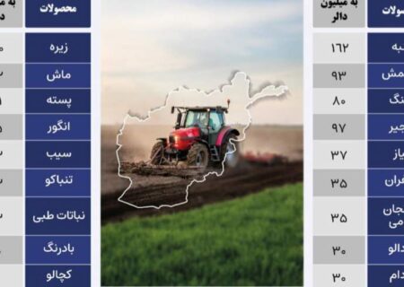 معاونیت اقتصادی طالبان: ۷۳۰ میلیون دالر محصولات زراعتی را صادر کردیم