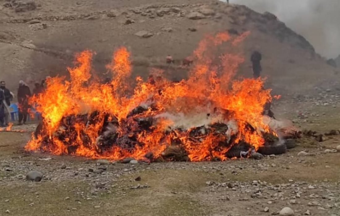 نزدیک به ۸ هزار کیلوگرم انواع مواد مخدر در ولایت تخار کشف و منهدم شد