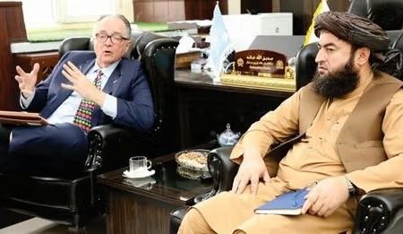 معاون اول بانک مرکزی طالبان با رئیس «اتاق‌ تجارت افغانستان و امریکا» دیدار کرد