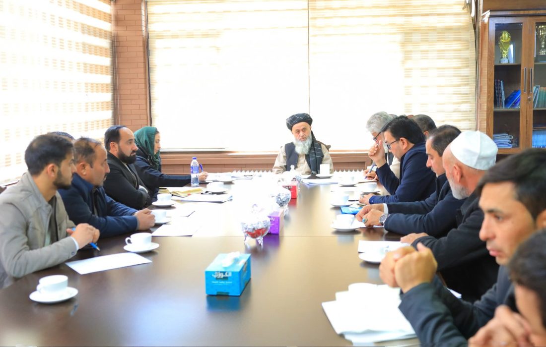 دیدار معین مالی و اداری وزارت اقتصاد طالبان با مسئولان صنعت قالین برای رشد و توسعۀ این بخش در کشور   