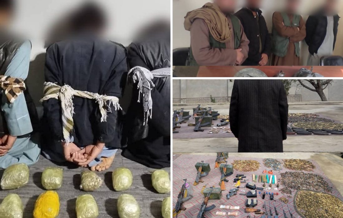 بازداشت ۸ نفر در ولایت تخار به اتهام نگهداری سلاح غیرقانونی و قاچاق مواد مخدر