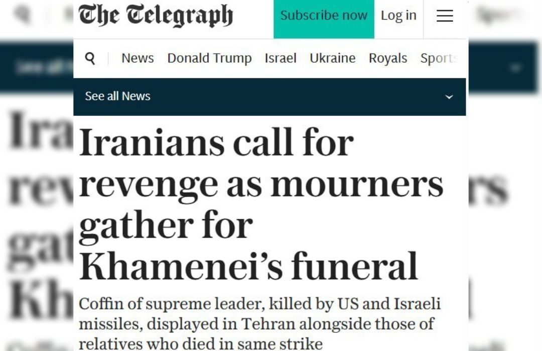 تلگراف: میلیون‌ها ایرانی در مراسم تشییع رهبر شهید ایران خواستار انتقام از دشمنان شدند