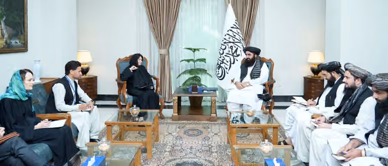 دیدار معاون دبیر کل سازمان ملل با امیرخان متقی در کابل